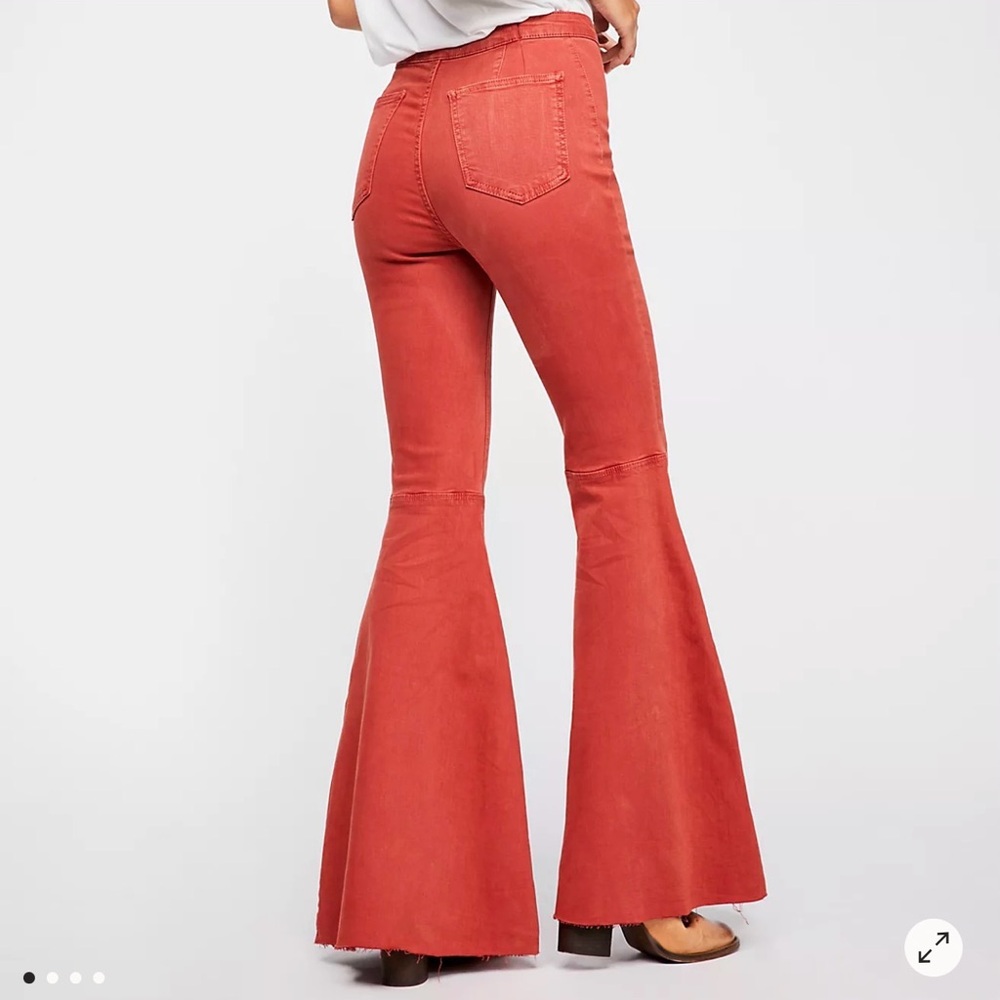 We The Free Red Flare Wide Leg Jeans - Picture 5 of 6